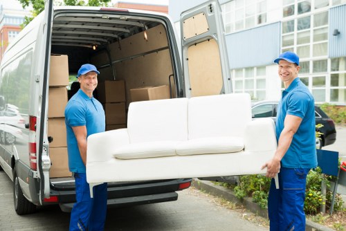 Removal truck ready for a Belgravia home move on a central London street