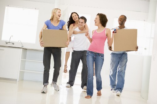 Team reviewing ethical compliance documents for a moving company
