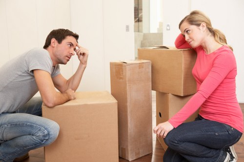 Finished relocation scene with boxes and furniture in a Belgravia property